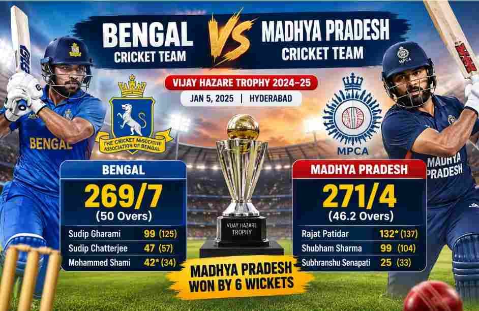 Bengal Cricket Team vs Madhya Pradesh Cricket Team Match Scorecard